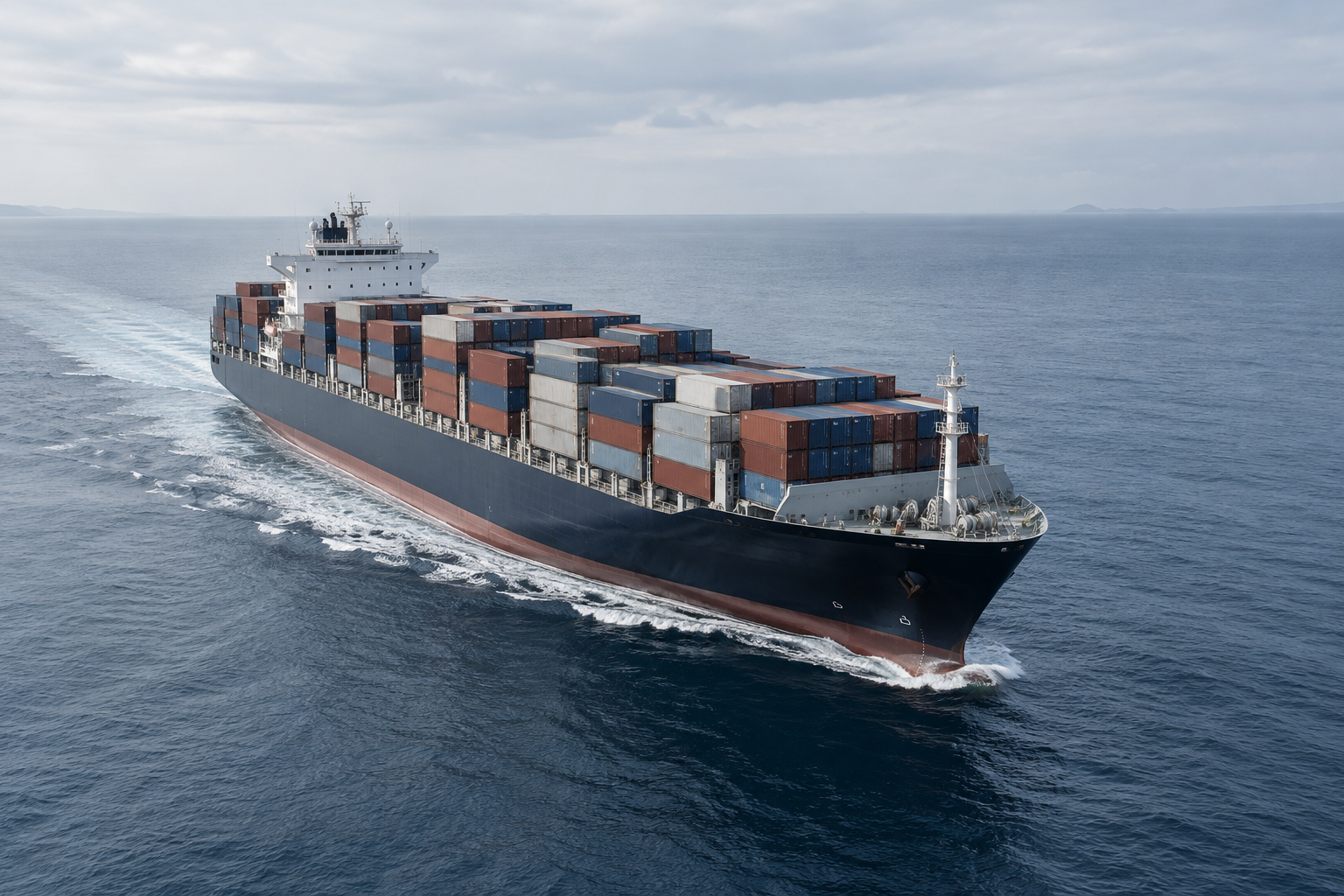 Illustrative container vessel at sea