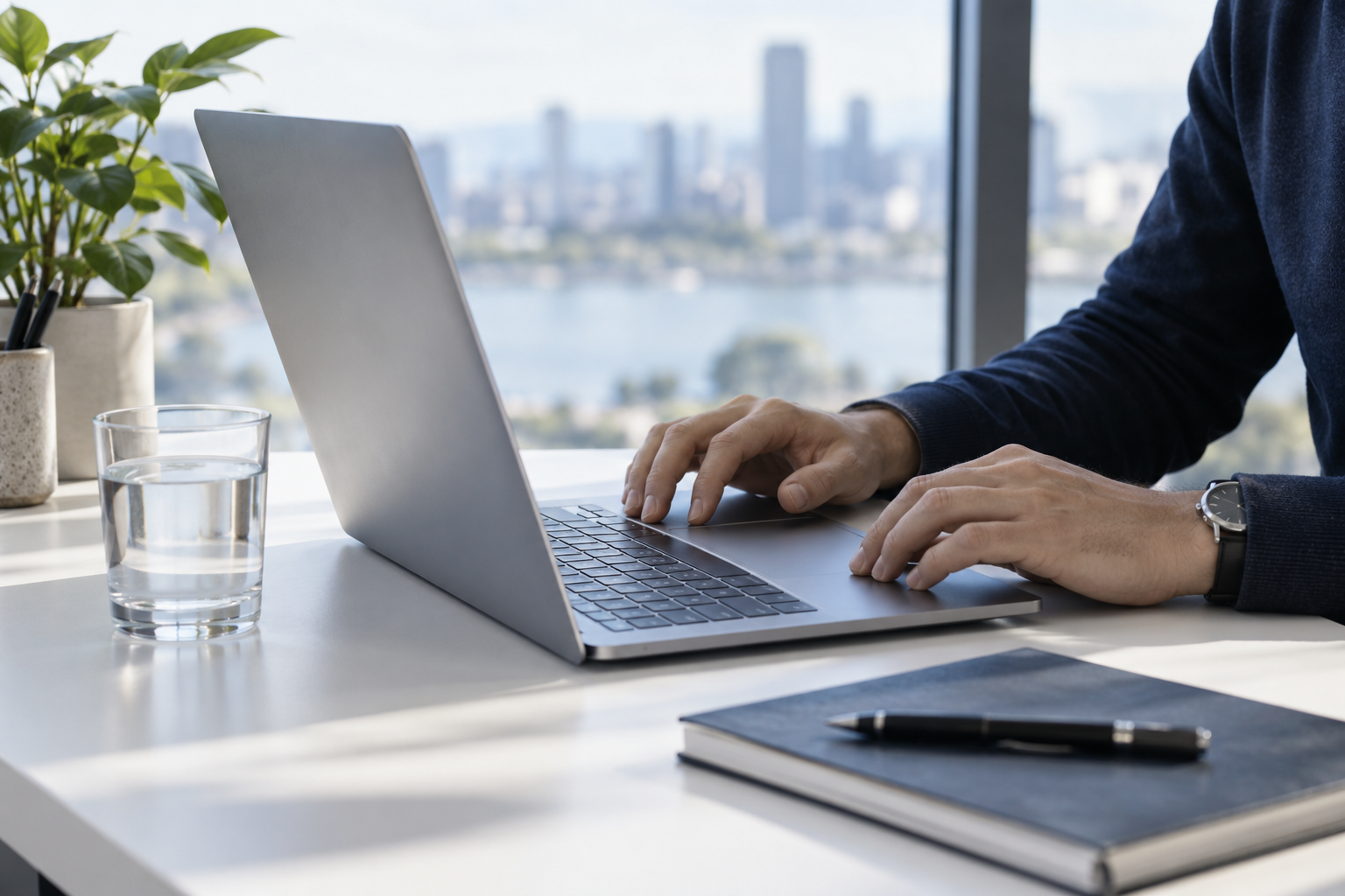Illustrative laptop workspace