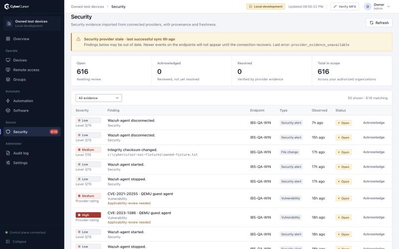 Security findings in the CyberCursor owned test lab